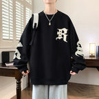 Men's Drop Shoulder Crew Neck Hoodie - Casual Pullover