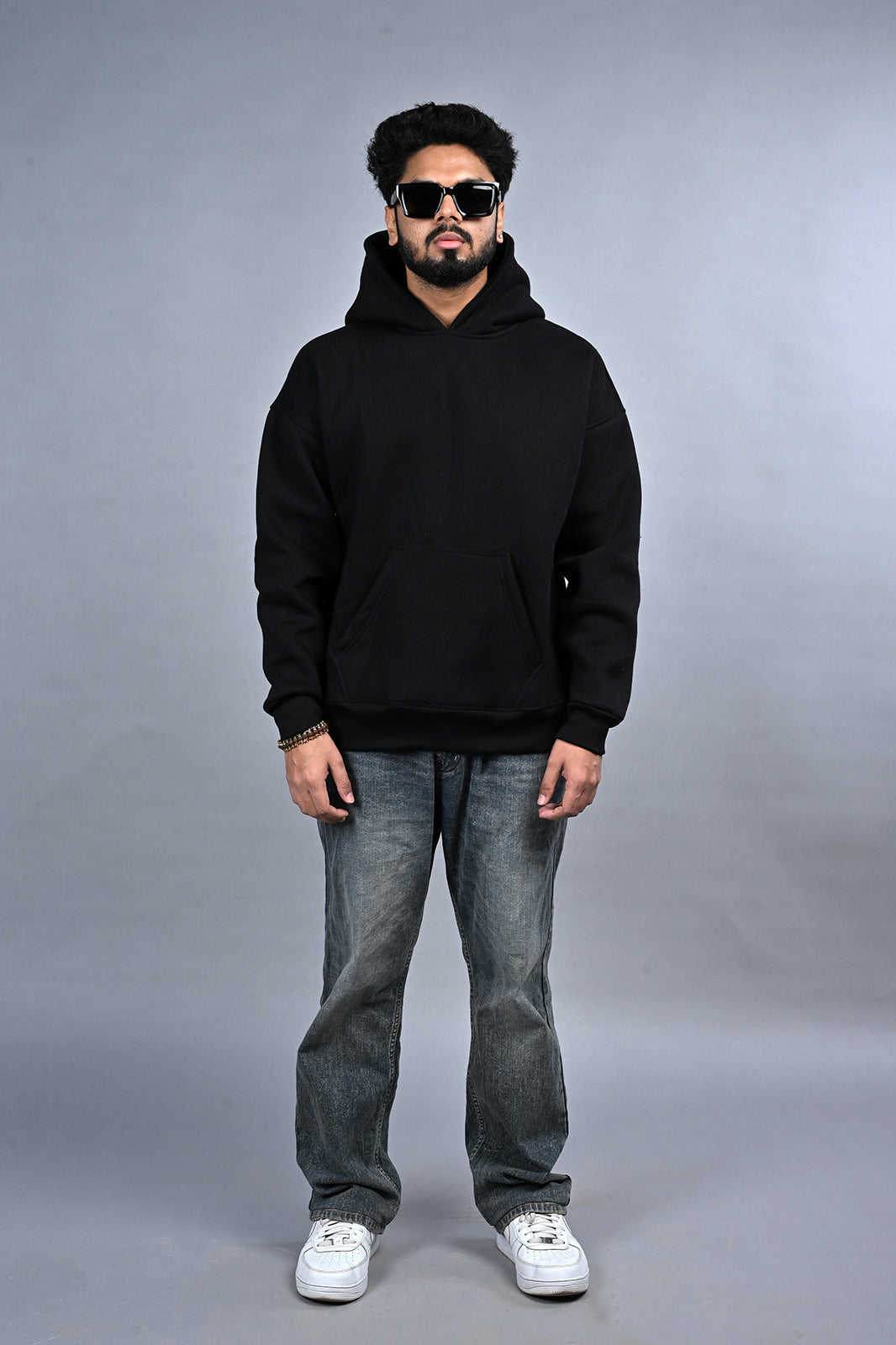 Black Solid Hoodie for Men  - Oversized Hoodies
