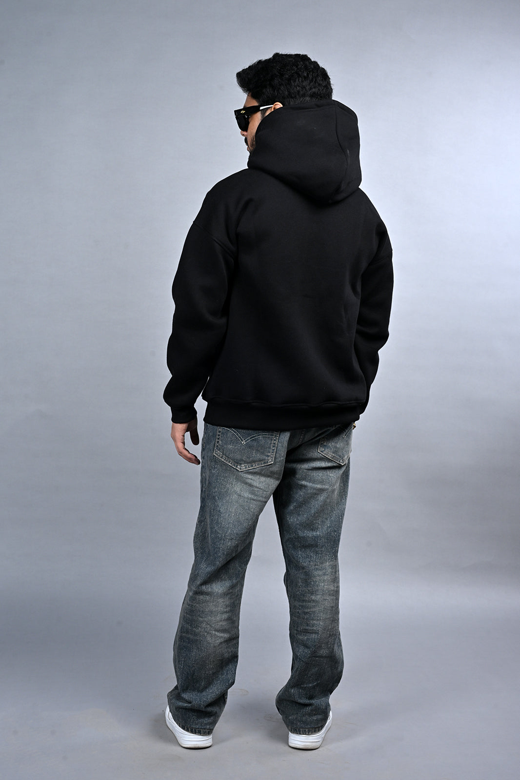 Black Solid Hoodie for Men  - Oversized Hoodies