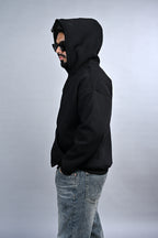 Black Solid Hoodie for Men  - Oversized Hoodies