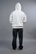 Off White Solid Hoodie for Men  - Oversized Hoodies