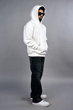 Off White Solid Hoodie for Men  - Oversized Hoodies