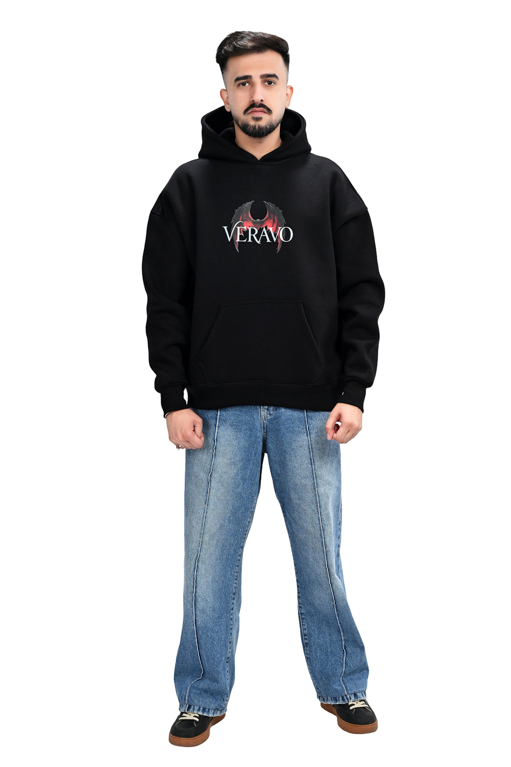 Angel & Demon Black Hoodie for Men  - Oversized Hoodies