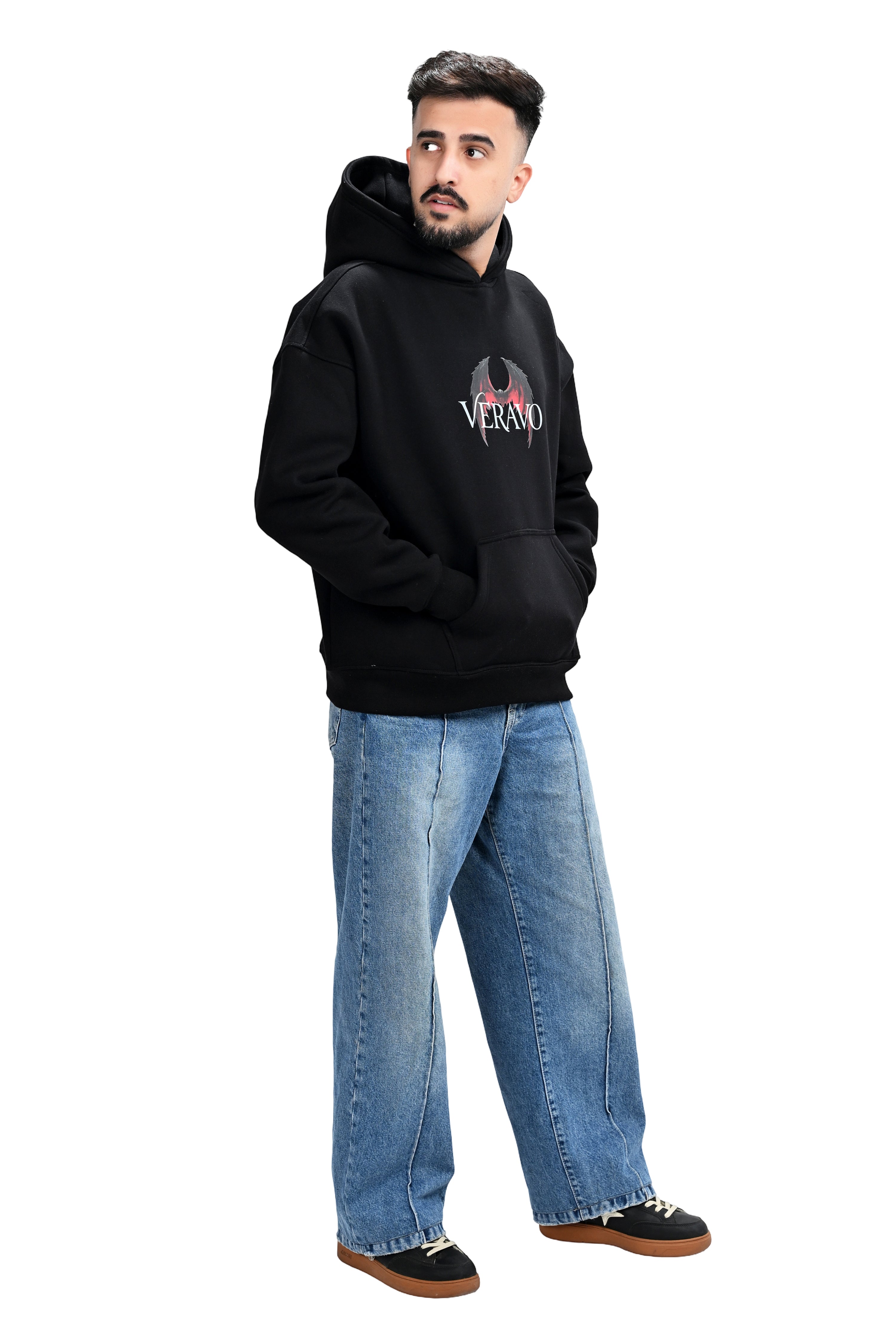 Angel & Demon Black Hoodie for Men  - Oversized Hoodies