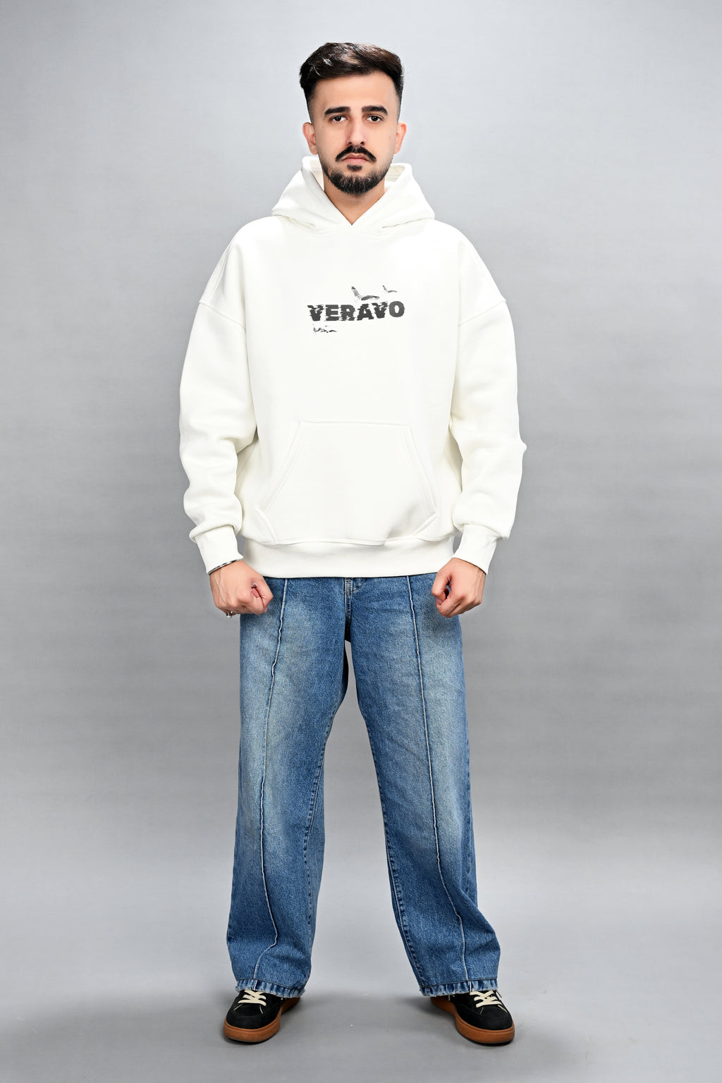 Echoes of Freedom Off White Hoodie for Men  - Oversized Hoodies
