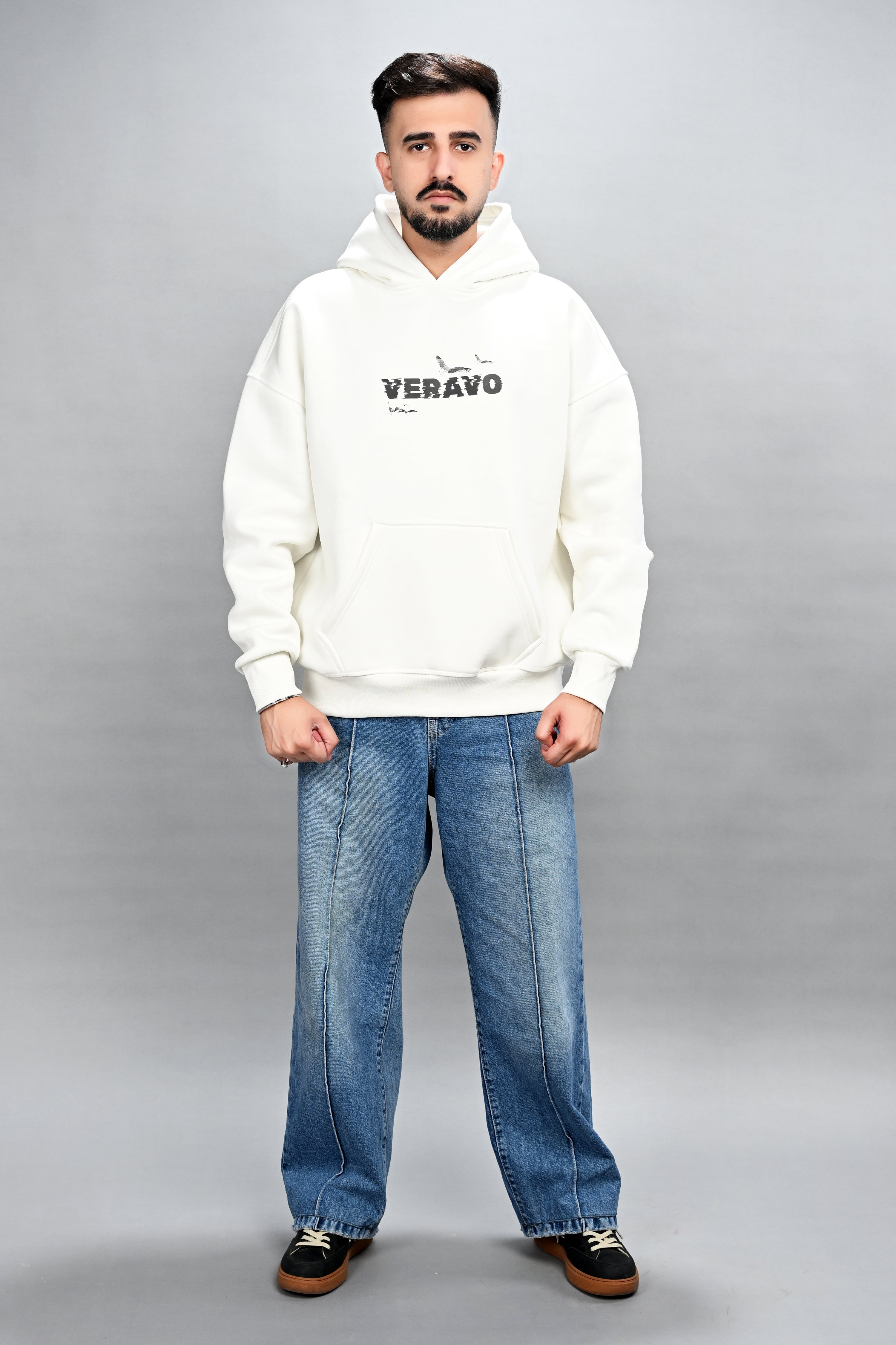 Echoes of Freedom Off White Hoodie for Men  - Oversized Hoodies