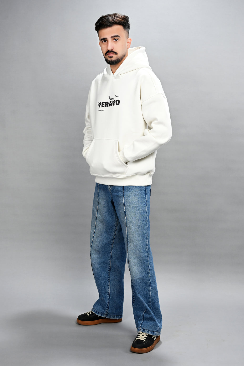 Echoes of Freedom Off White Hoodie for Men  - Oversized Hoodies