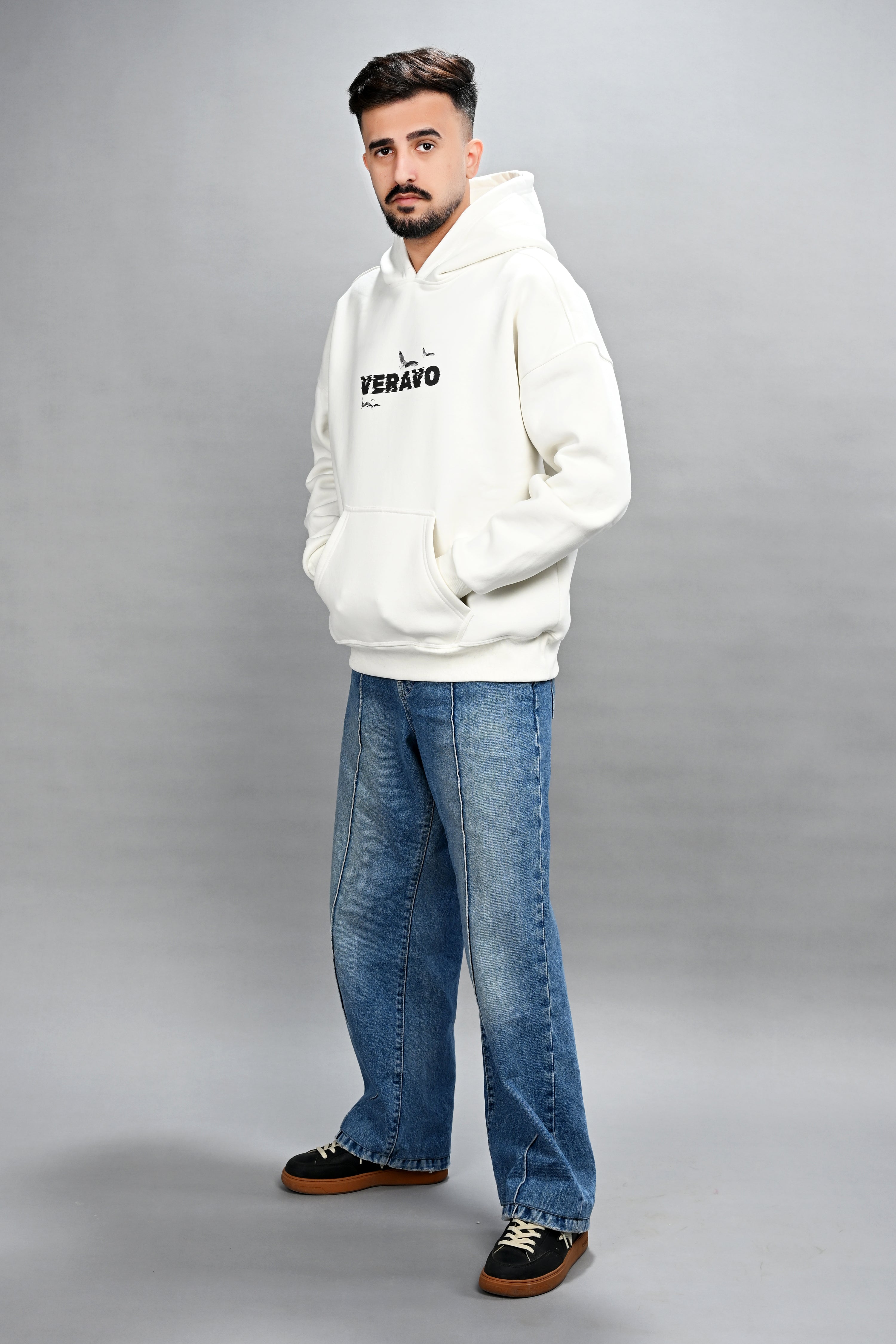 Echoes of Freedom Off White Hoodie for Men  - Oversized Hoodies