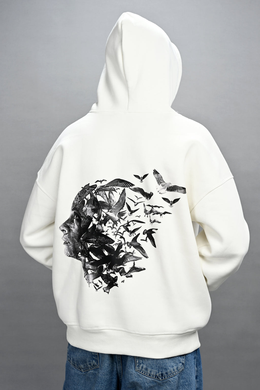 Echoes of Freedom Off White Hoodie for Men  - Oversized Hoodies