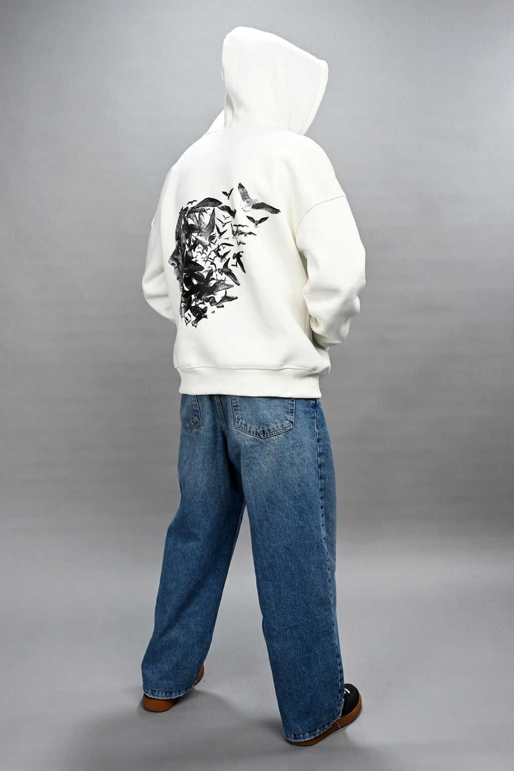 Echoes of Freedom Off White Hoodie for Men  - Oversized Hoodies