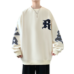 Men's Drop Shoulder Crew Neck Hoodie - Casual Pullover