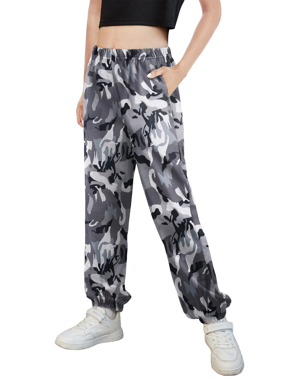 Arshiner Kids Girls Tie Dye Joggers Comfort Loose Sweatpants High Waist Trouser Camouflage for 7-8 Years